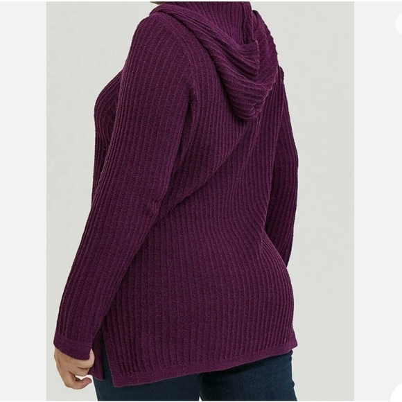 Torrid Ribbed Tunic Hoodie Sweater Plum Purple Long Sleeve V-Neck Women’s Large - Picture 4 of 12